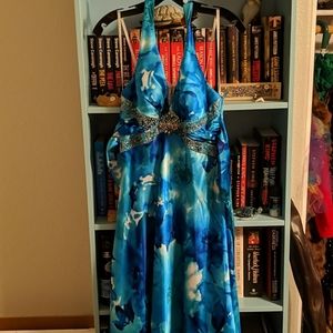 Blue patterned Masquerade dress, size 7/8